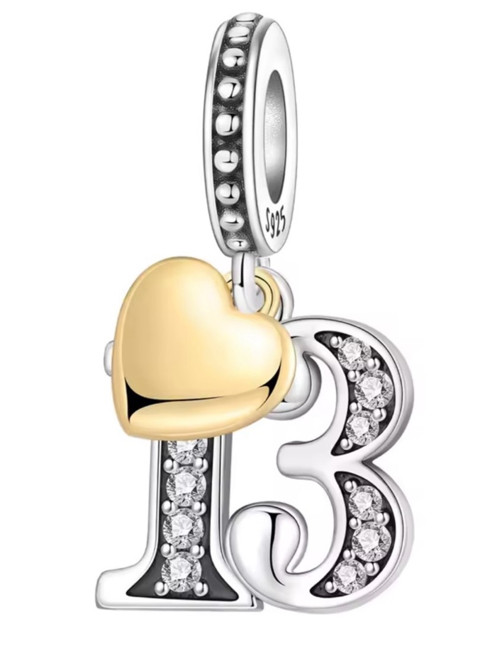 Nordstrom Two-Tone Heart & '13' Number Charm Pendant